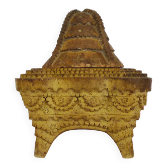 Carved soapstone temple offering pot, ointment pot. Thailand, Burma