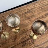 9 verres ancien en métal argenté et laiton