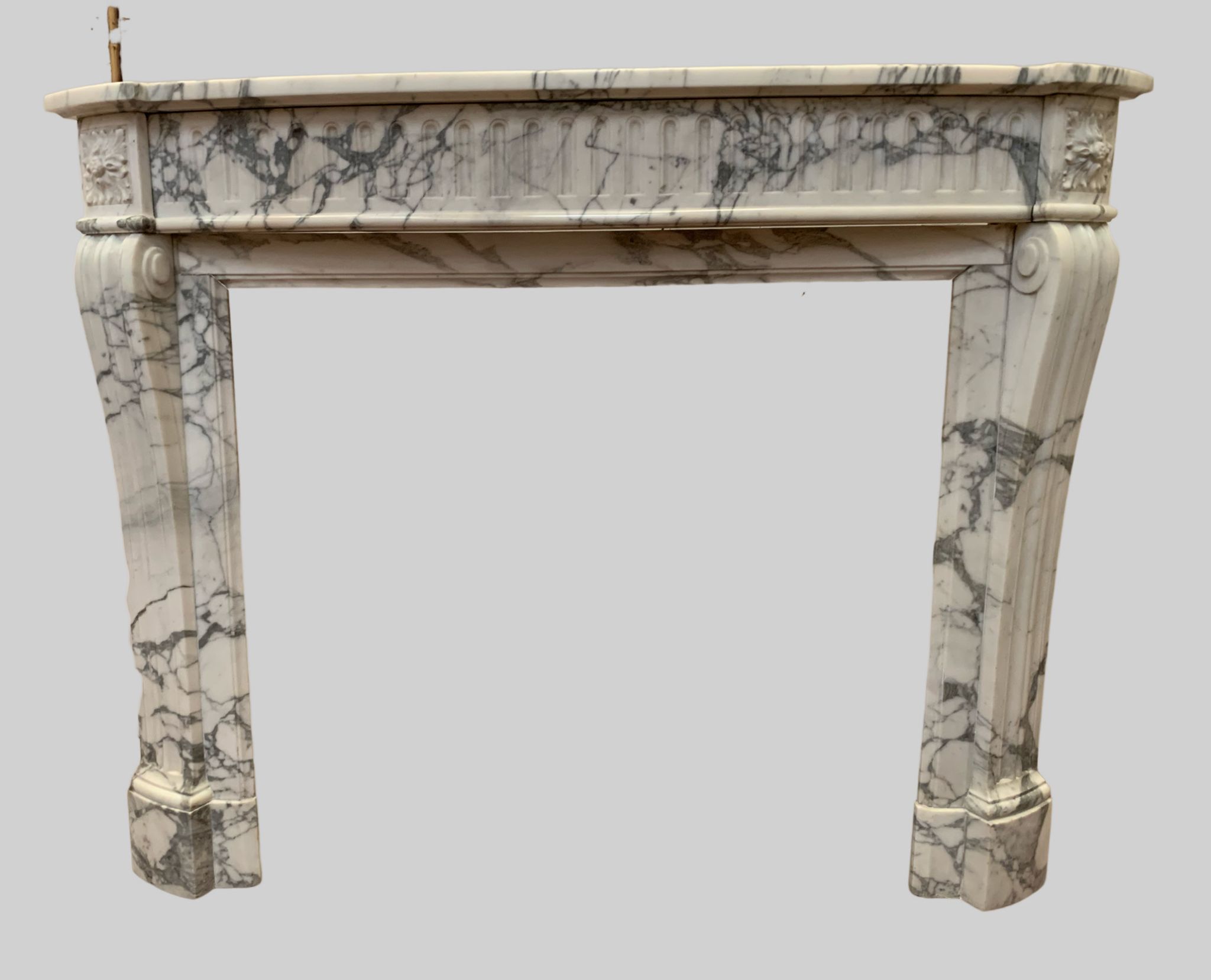 Louis XVI style fireplace in white marble veined carrara XIXth century
