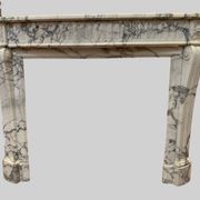 Louis XVI style fireplace in white marble veined carrara XIXth century
