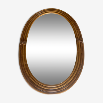 Miroir vintage ovale en rotin