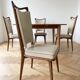 Set of 5 vintage 1950s dining chairs in wood and white.