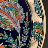 Turkish earthenware dish, coloured, handmade and signed Coskun Uzun, Kotahya, Turkey