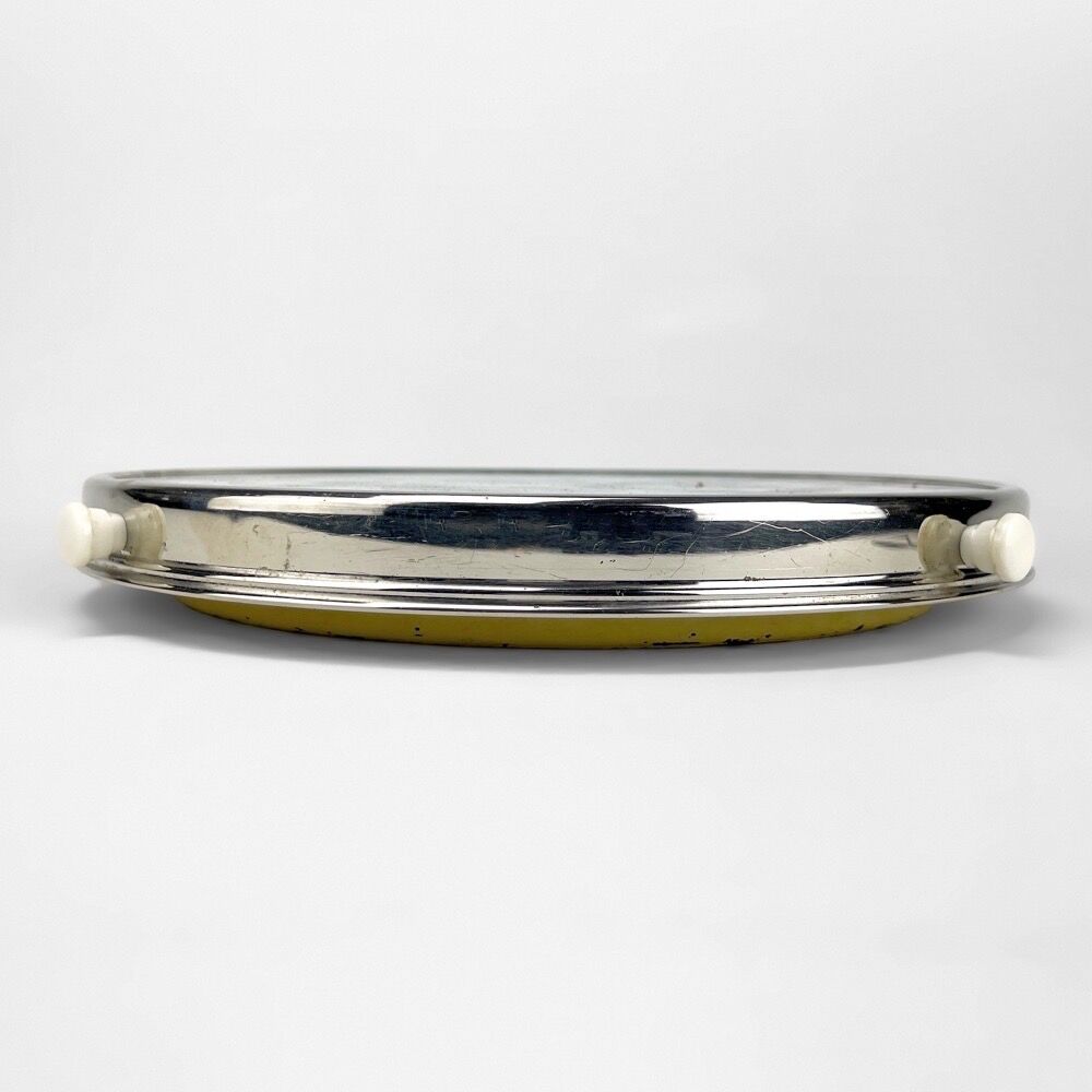 Turntable glass and stainless steel pattern cement tiles