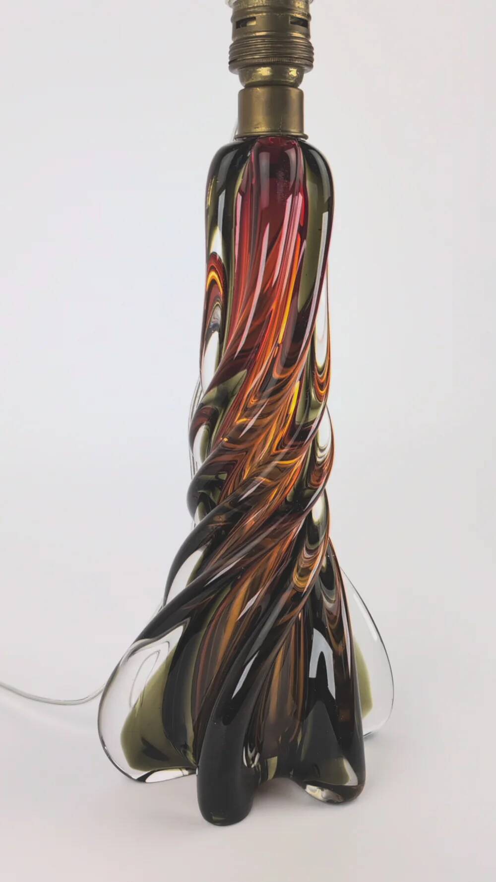 Lampe de table en verre d'uranium Murano, années 1950