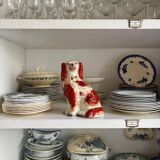 Staffordshire porcelain King Charles Cavalier dog in red, number 1, 19th century.