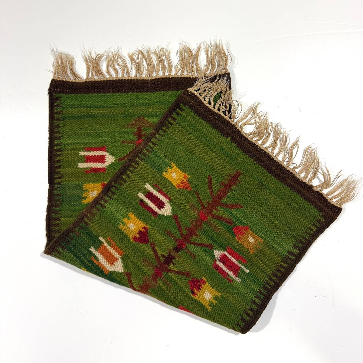 Woolen kelim wall hanging table runner Poland 1970’s