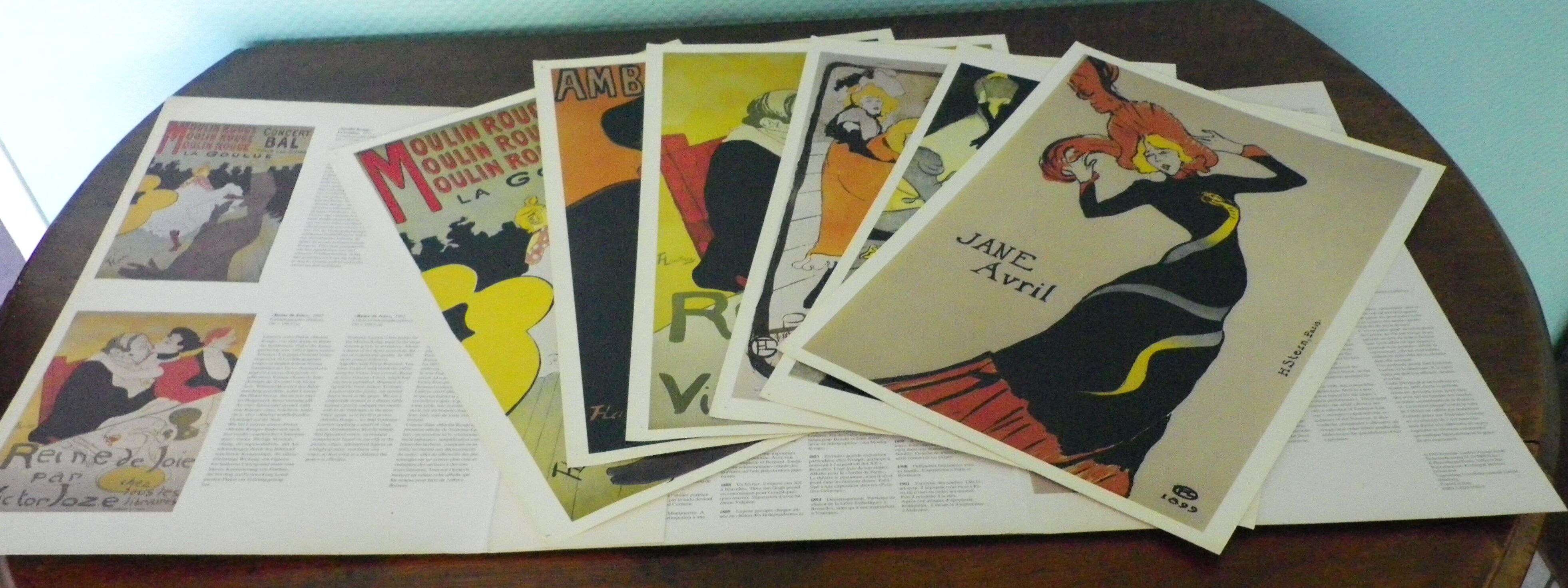 6 Toulouse-Lautrec posters, coloured glazed paper,31 x 44 cm, Taschen Posterbook