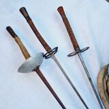 Vintage French Fencing Mask and 3 Swords (Sabre, Sabre or Foil) by L. Carré París