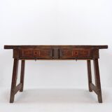 Console espagnole en chêne massif du XVIIIe siècle