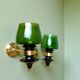Pair Rustic green glass wall sconce lamps