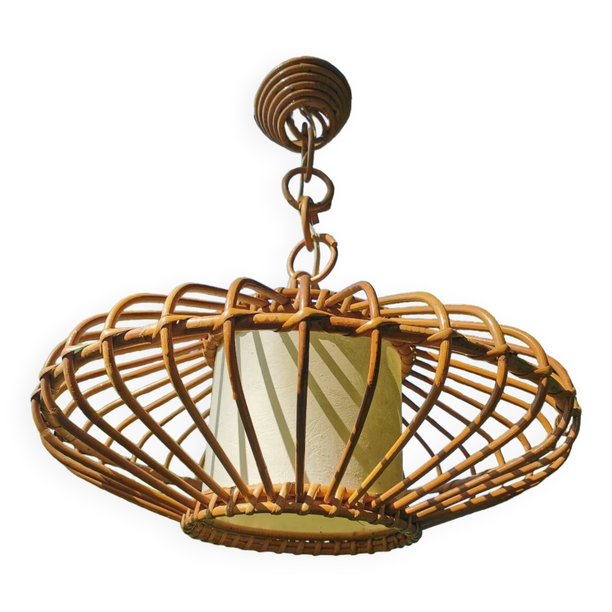Rattan pendant lamp from the 60s
