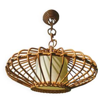 Rattan pendant lamp from the 60s