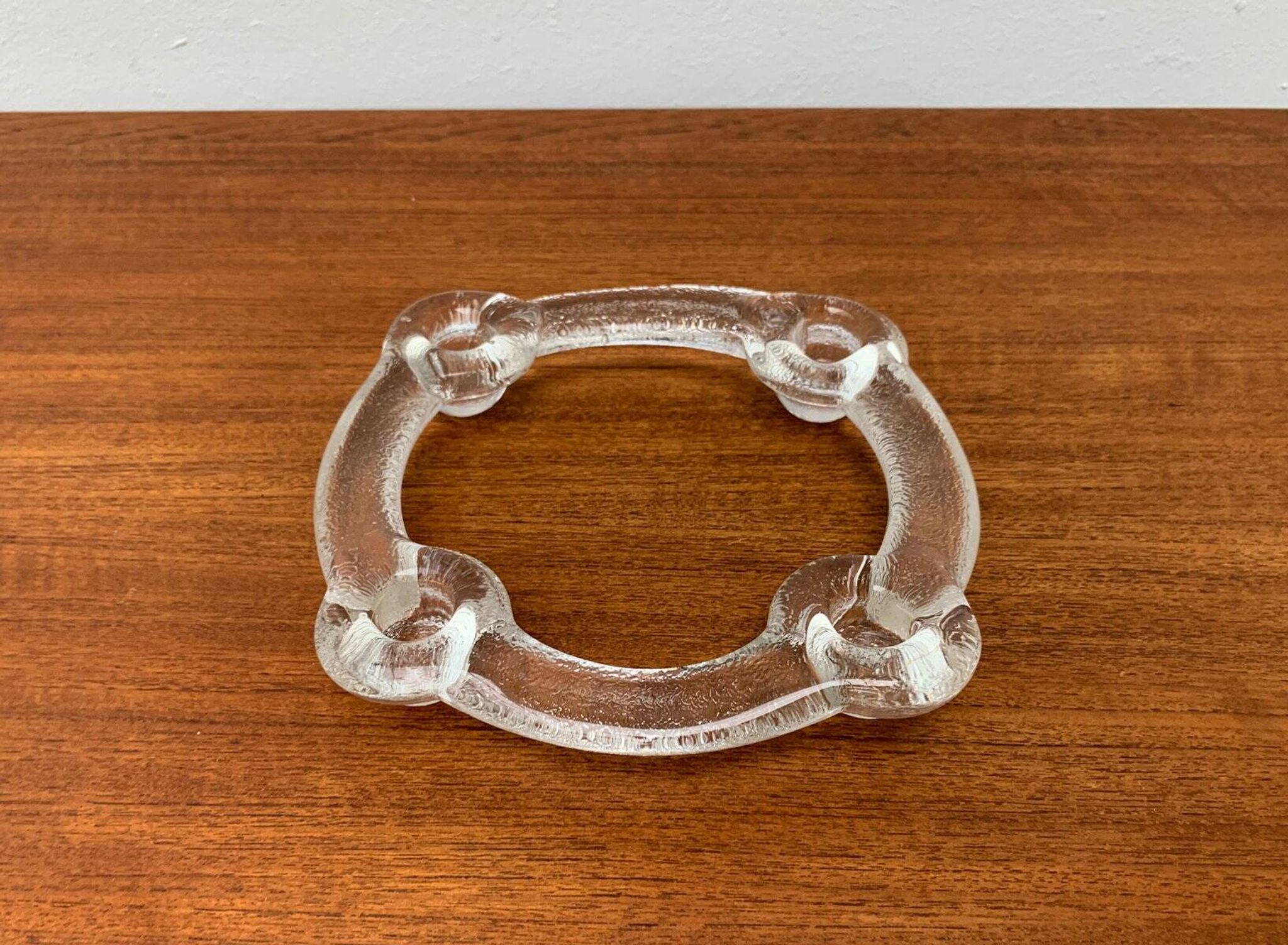 Swedish glass candle holder ring from Pukeberg, 1970s