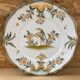 Ancienne Assiette MOUSTIERS Céramique Décor Vert & Orange Vintage #B195