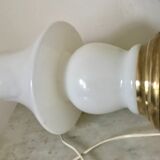 Vintage opaline and brass mushroom lamp