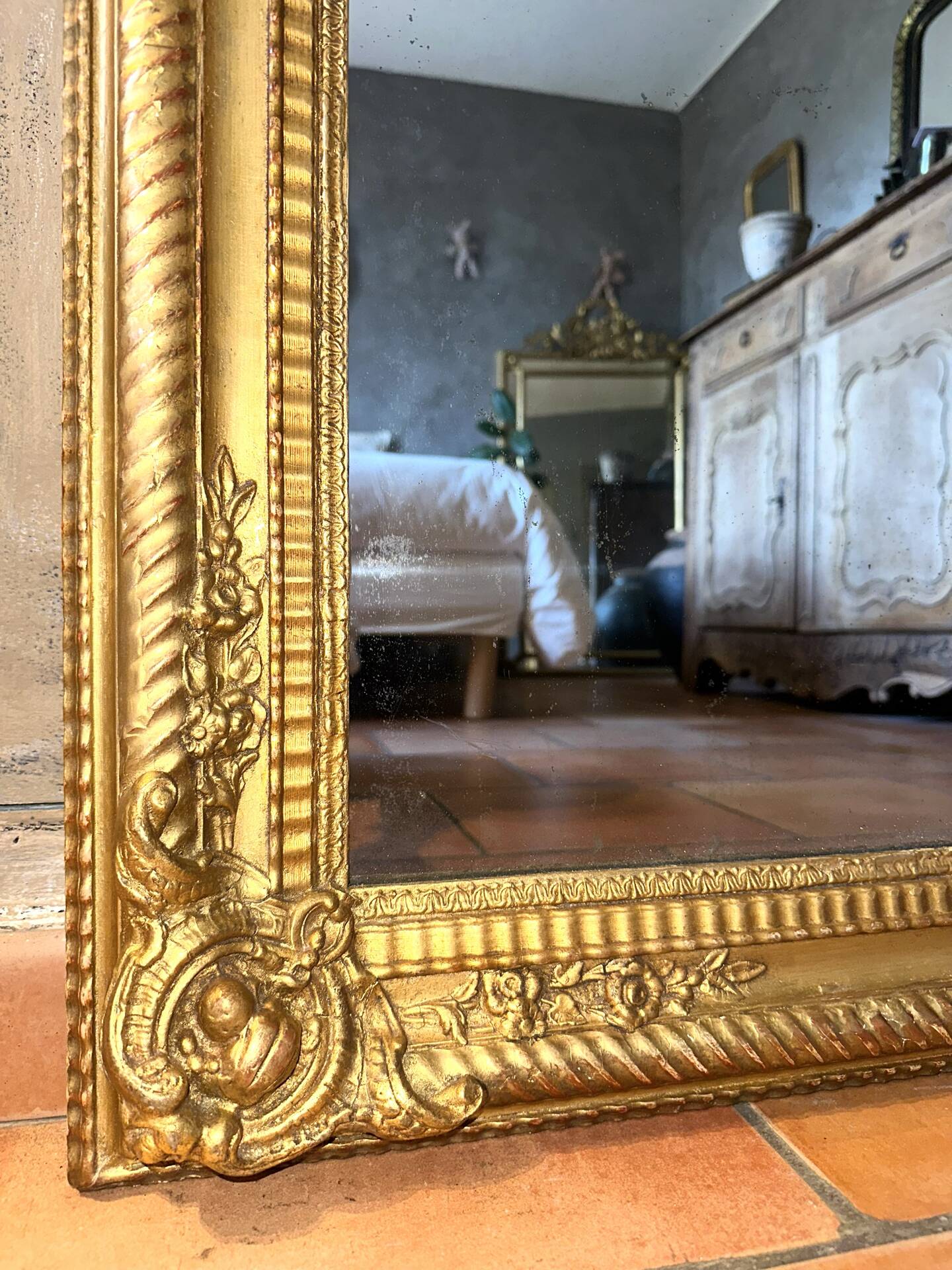 Miroir ancien doré époque début XIXème
