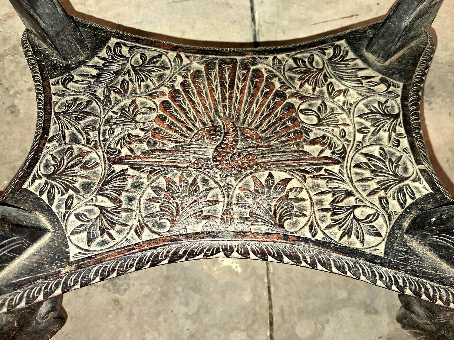 Ethnic carved wooden worker's furniture