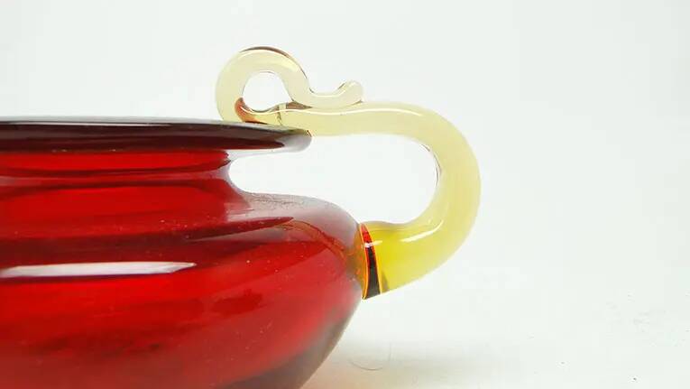 Modernist candle holder, glass, designed by B. Świstacka, Poland, 1970s