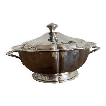Soupière ronde vintage en inox festonné