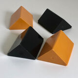 Black and orange plastic compartment pencil pot, 1970