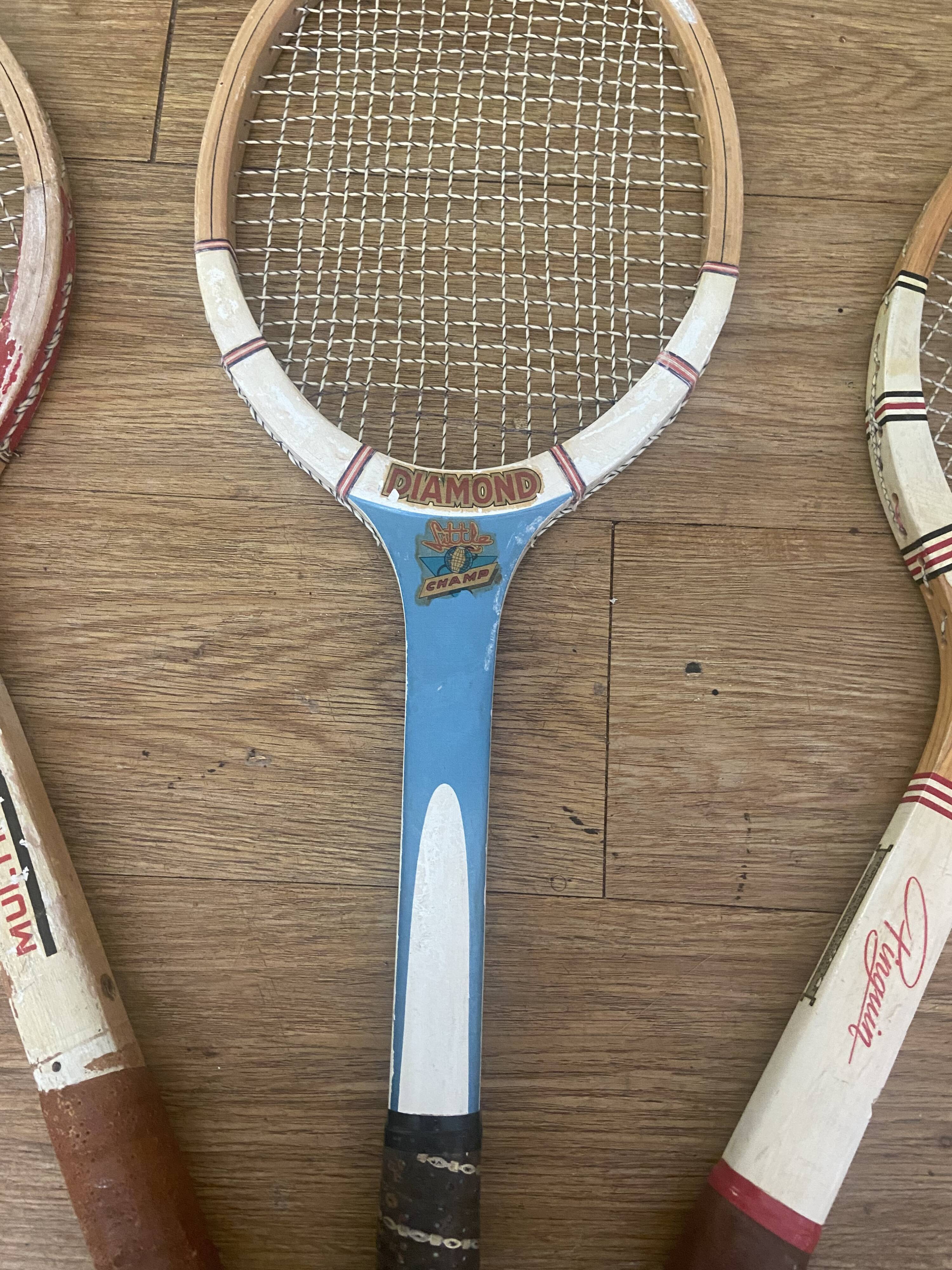 Series of 3 wooden rackets years 50-60