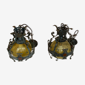 Pair of Brutalist Dutch lamps