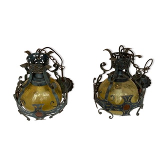 Pair of Brutalist Dutch lamps