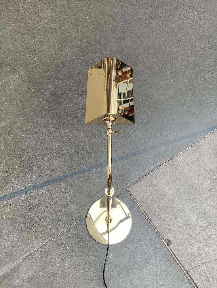 Vintage Hollywood Regency floor lamp in German brass by Florian Schulz.