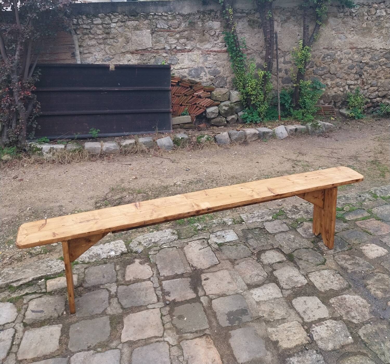Wooden farm bench