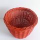 Bohemian Mid-Century Coral Red Wicker Basket, France, circa 1960s