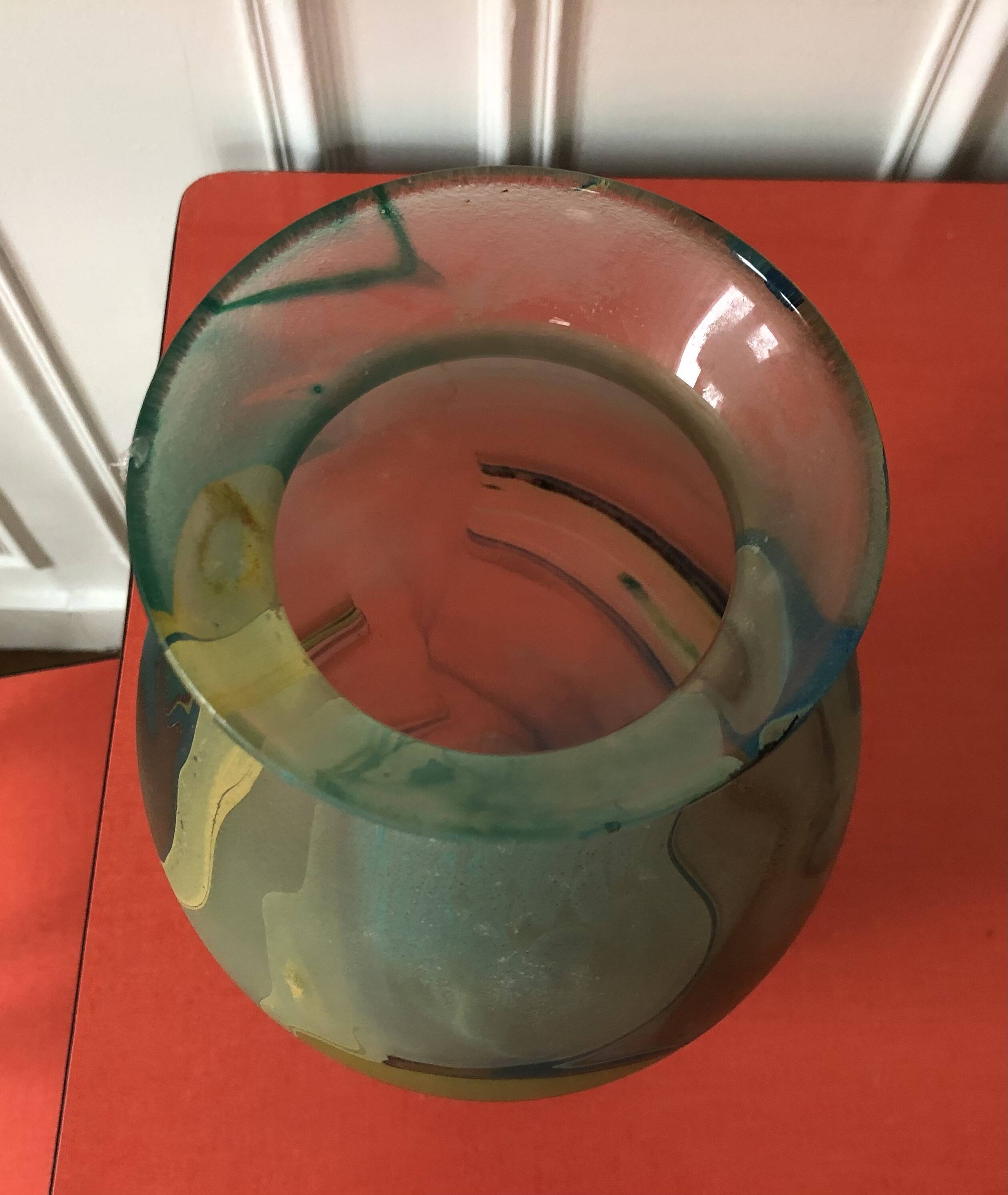 Large glass vase signed Jean-Noël Bouillet