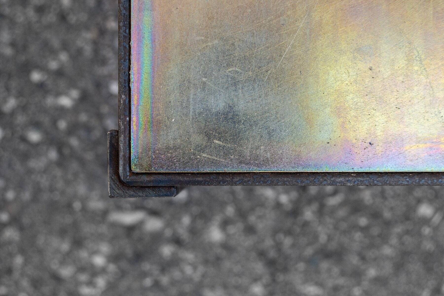 Iron and galvanized sheet metal table by Toni Cordero, 1980s
