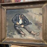 Canvas painting signed Le retourneur