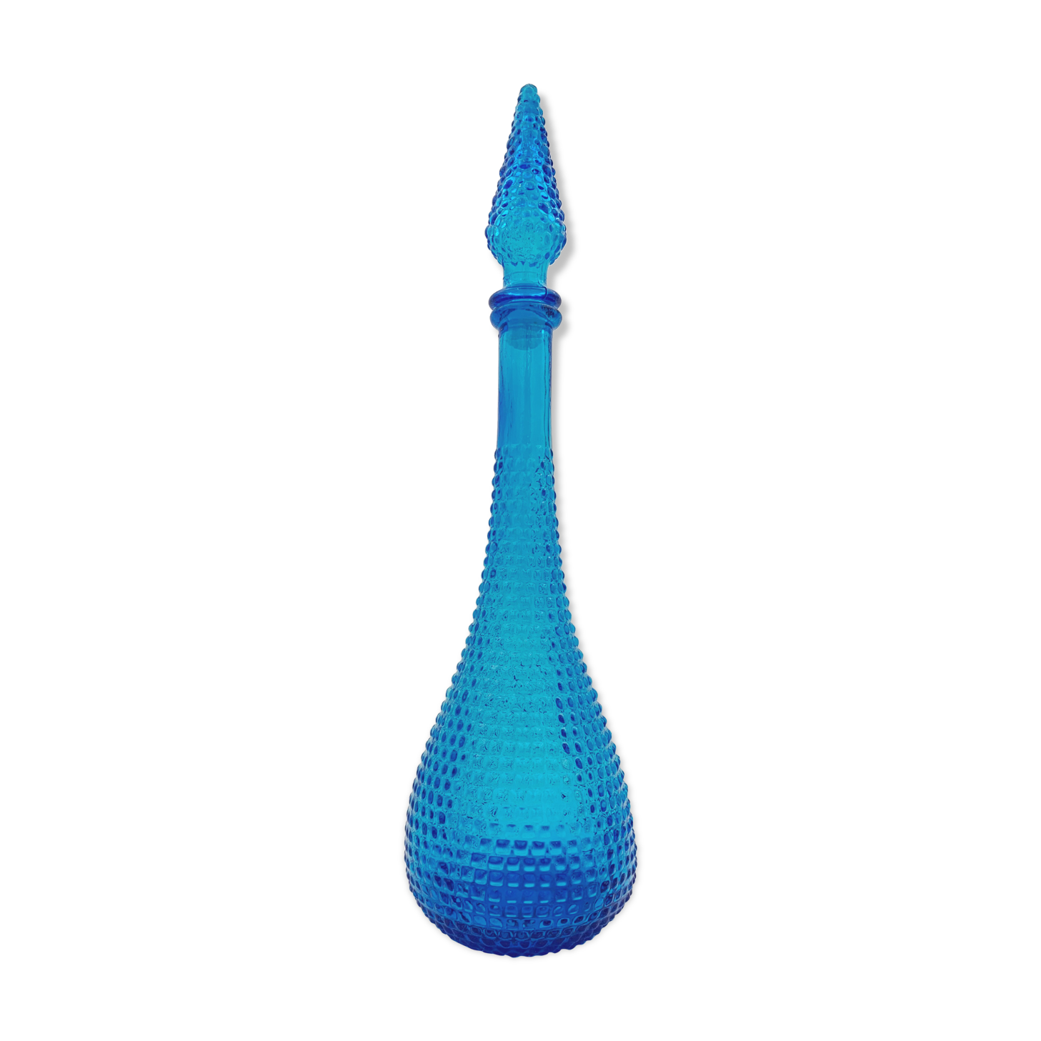 Carafe italienne en verre d'Empoli vintage ambre 34.5 cm