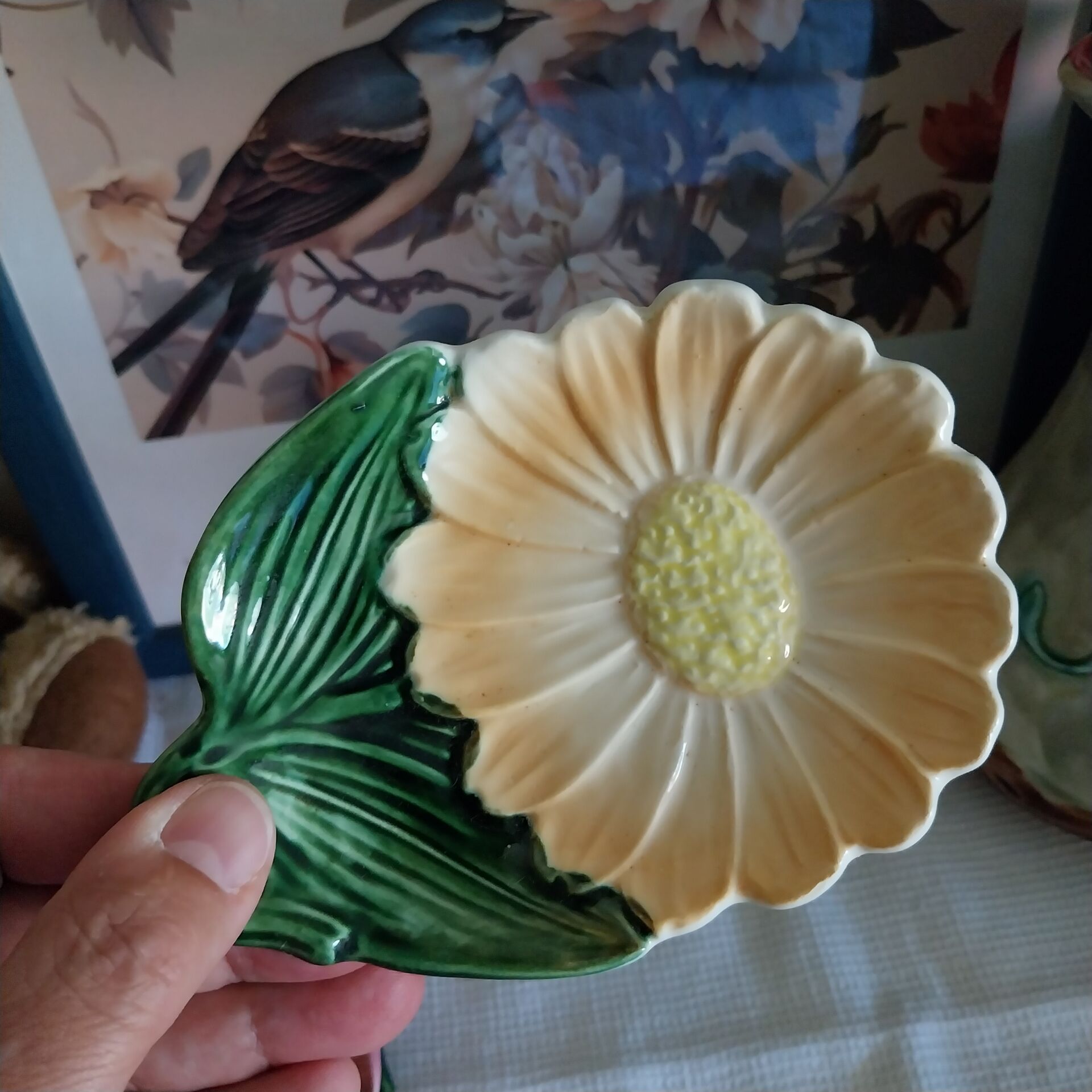 Old slipware flower-shaped bowls