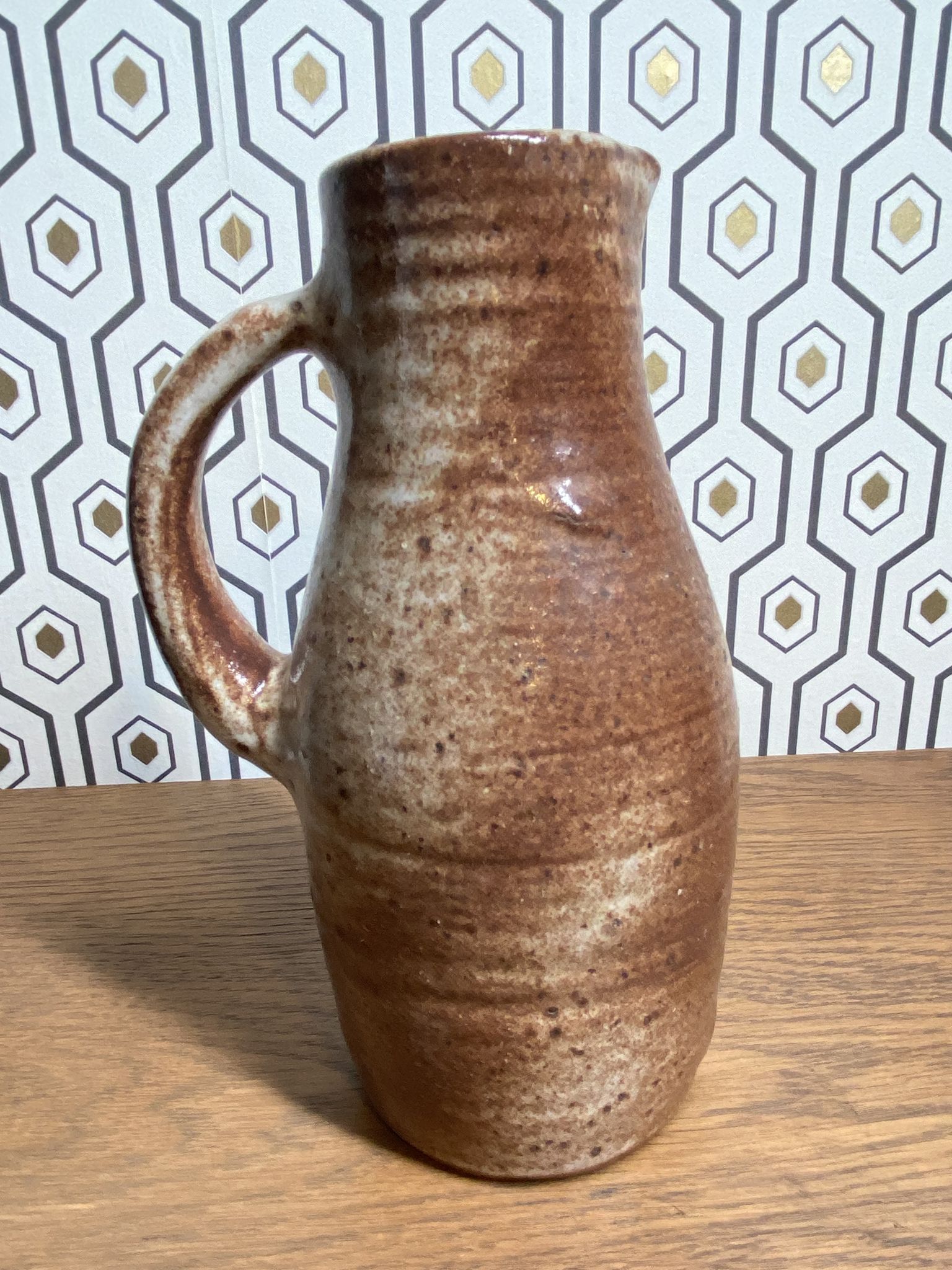 Sandstone pitcher signed Jeanne and Norbert Pierlot