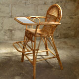 Vintage rattan high chair