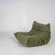 Fauteuil et pouf Togo en tweed émeraude