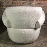 Armchairs (the pair) ecru in curly wool