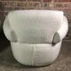 Armchairs (the pair) ecru in curly wool