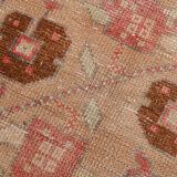 5x9 pale red & tan beige vintage rug 146x279cm