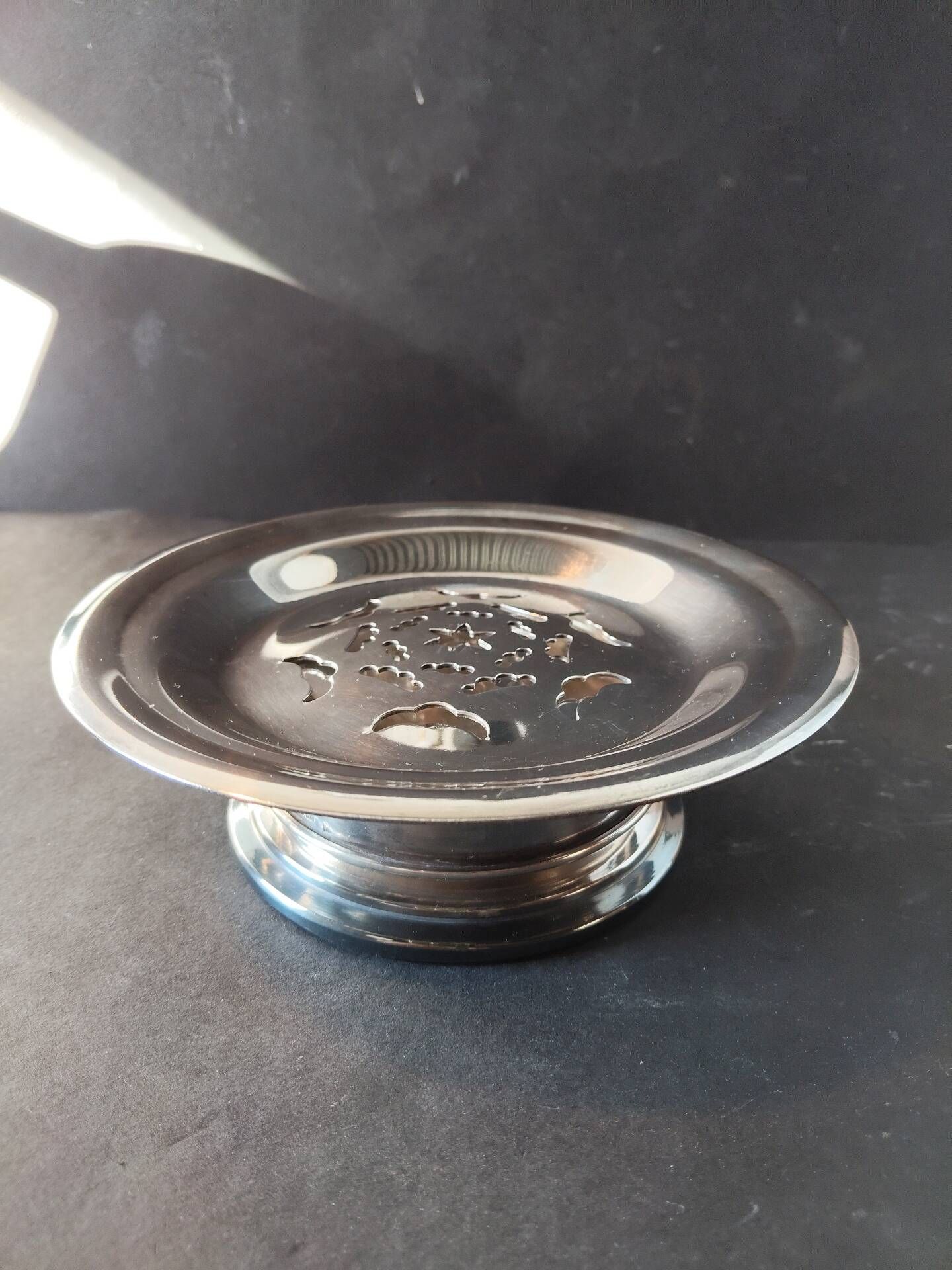 Vintage French silver-plated butter press, Coquillor style.