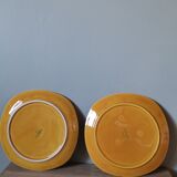 Set of 2 vintage yellow barbotine plates Sarreguemines France