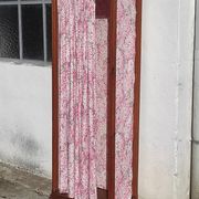 Old wardrobe in old wood and vintage fabric