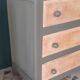 Vintage wood and khaki chest of drawers