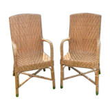 Pair of old wicker rattan chairs