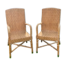 Pair of old wicker rattan chairs