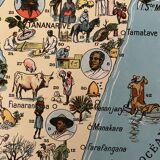 Old poster map of Madagascar (fauna) - 1931