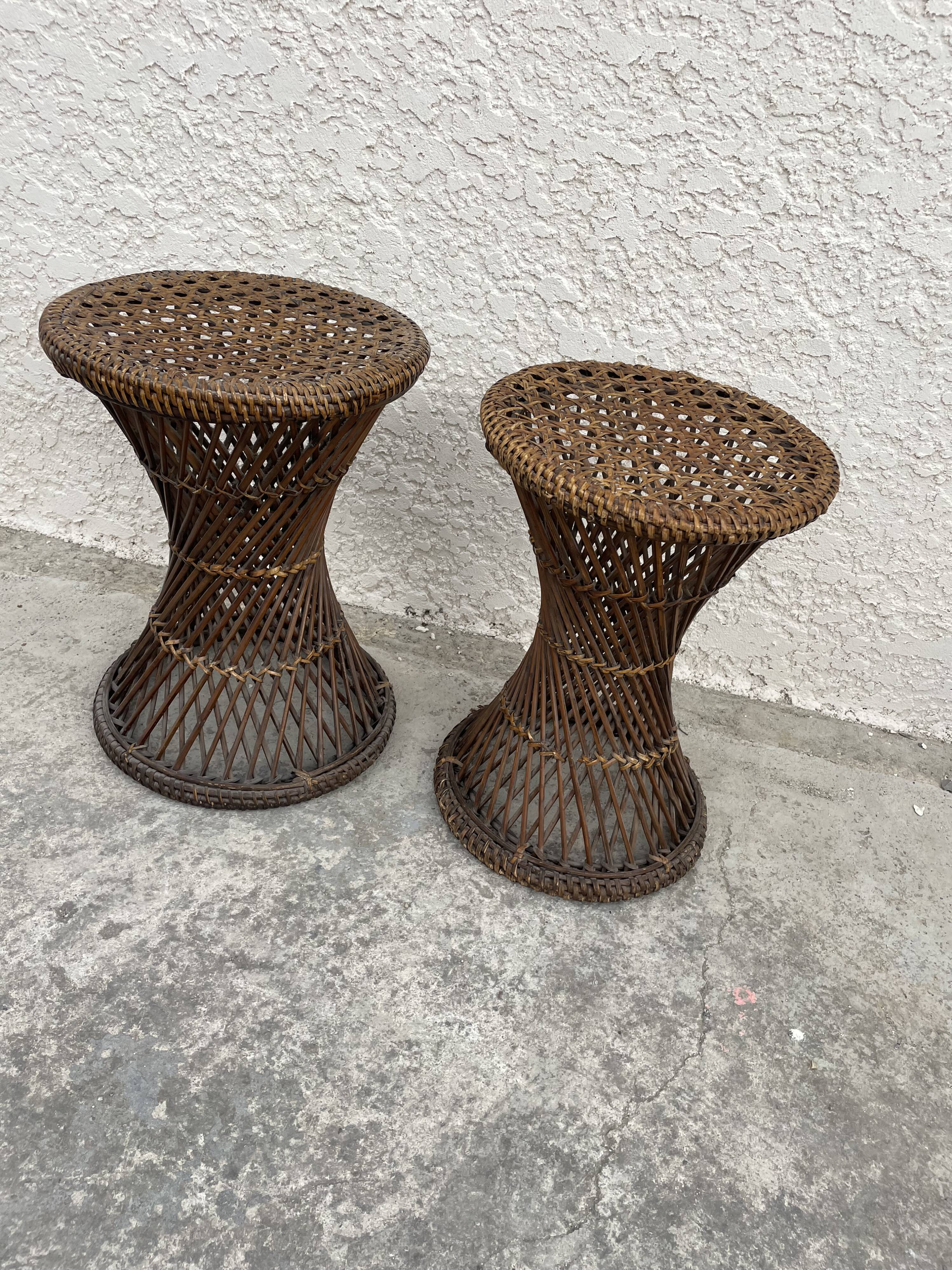 Pair of rattan stool
